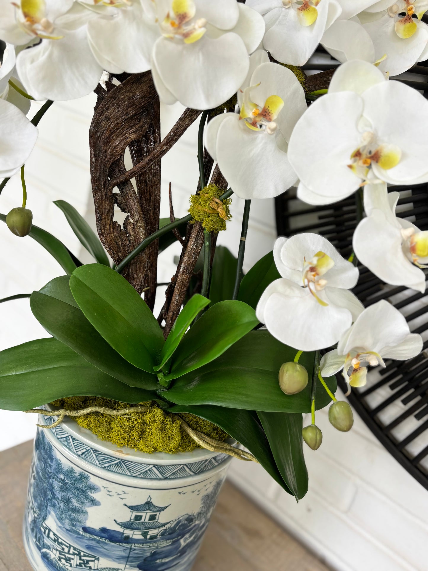 White Orchids + Chinoiserie Vessel