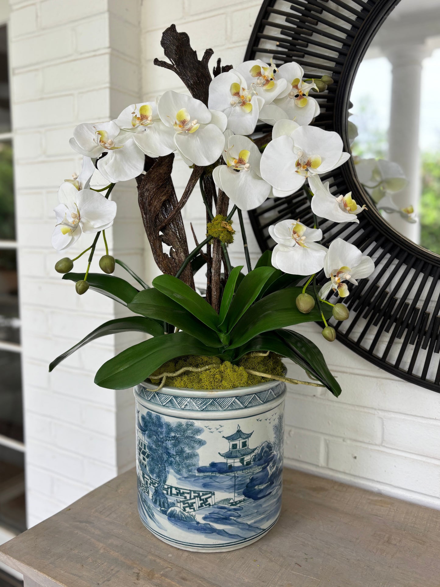 White Orchids + Chinoiserie Vessel