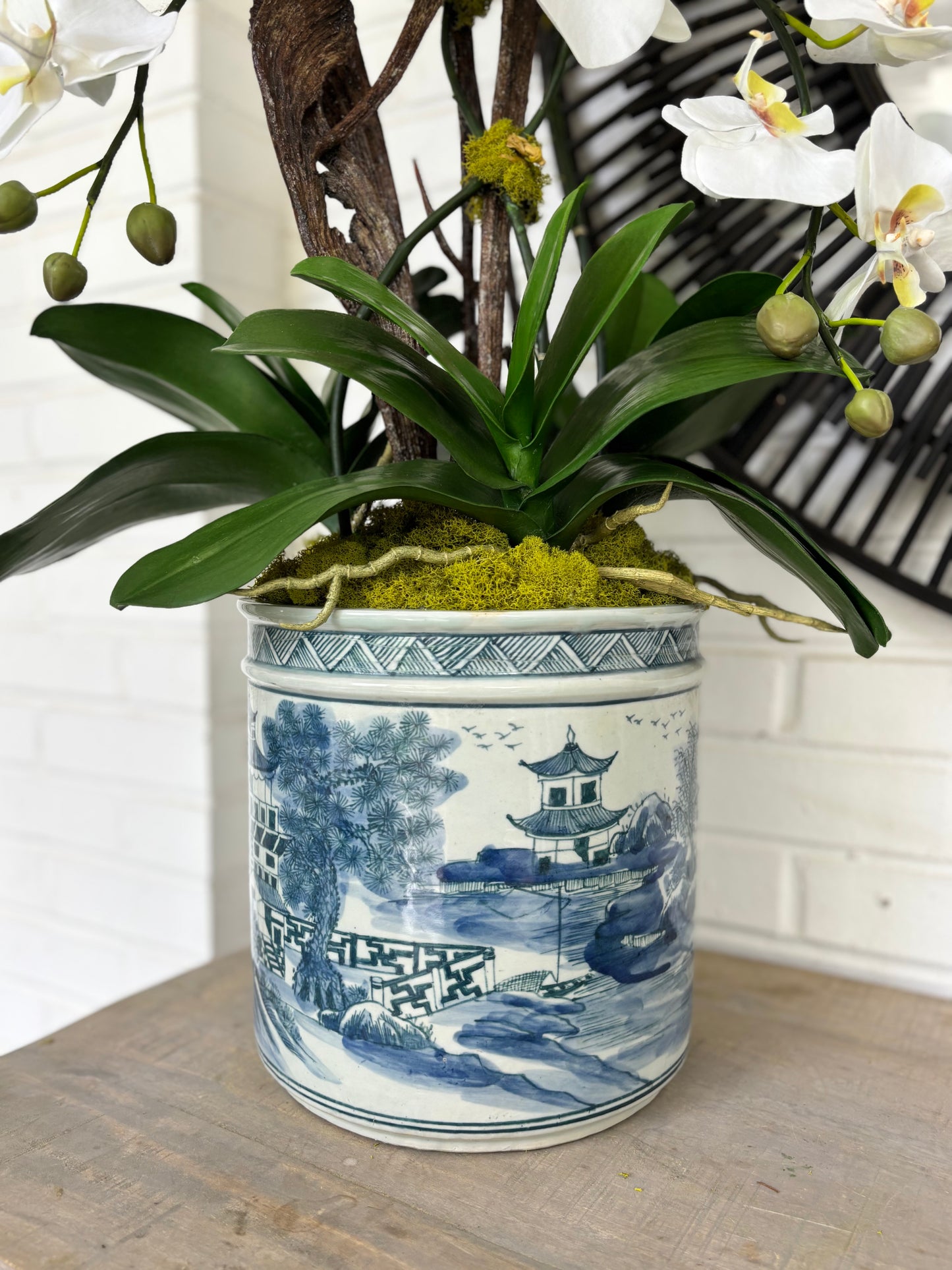 White Orchids + Chinoiserie Vessel