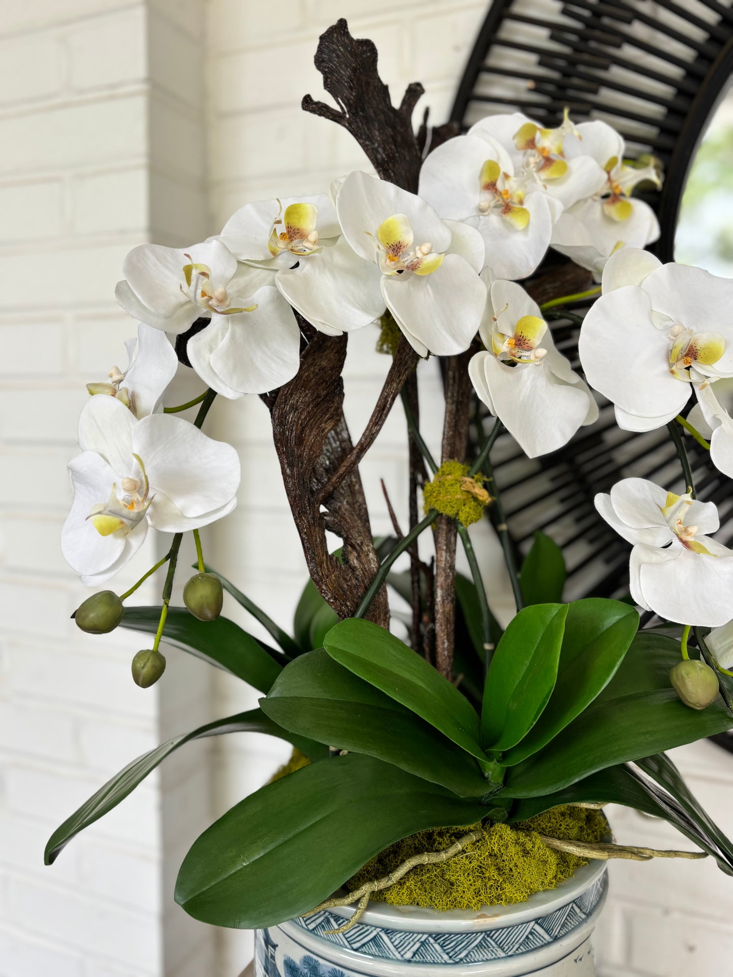 White Orchids + Chinoiserie Vessel